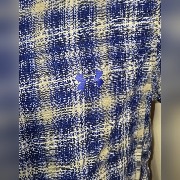 Under Armour UA Tradesman Blue Gray Flannel Shirt Long Sleeve Snap Men's Size La - Picture 2 of 6